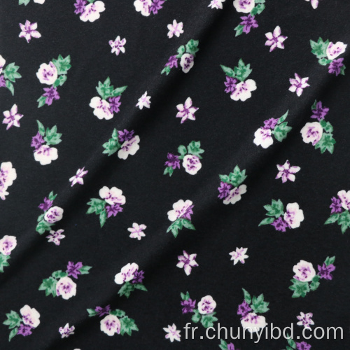 Petit beau motif de fleurs adapté au t-shirt d&#39;été / robe imprimé deux tissu de jersey de pêche latéral